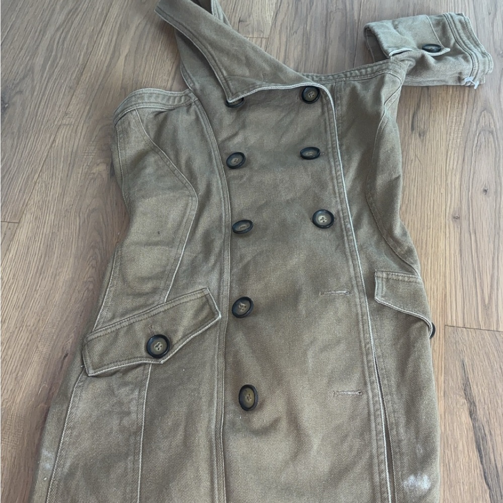 Ronny Kobo Collection Olive Green Double-Breasted Mini Dress